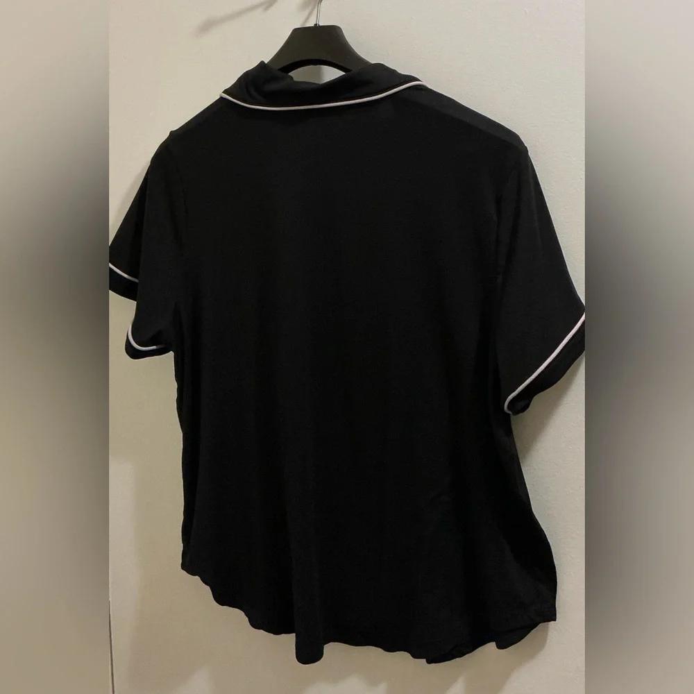 Women's Black Pajama / Loungewear Set with Lavender colored Trim - Picture 3 of 14